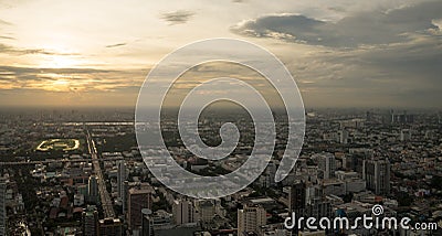 Sunset over Bangkok - Golden sky Stock Photo