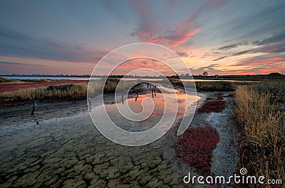 Sunset over Burgas Stock Photo