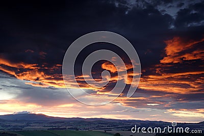 Sunset over the Cheviot Hills Stock Photo