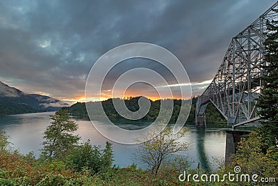 Sunset Over Columbia River Stock Photo