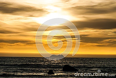 Sunset over Cook's strait Stock Photo