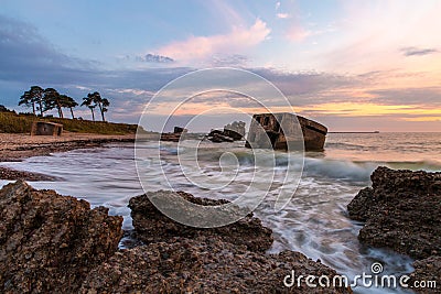 Sunset over destroyed Northern forts Stock Photo