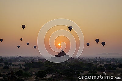 Sunset over Dhammayangyi Temple in Bagan, Myanmar Stock Photo