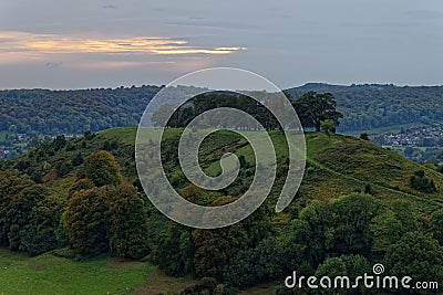 Sunset over Downham Hill Stock Photo