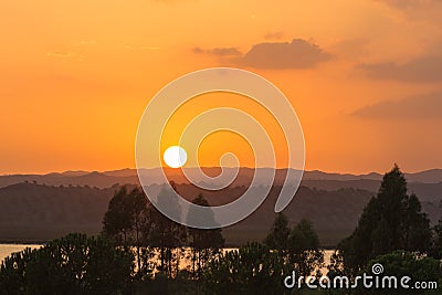 Sunset over the Guadiana River, Ayamonte Stock Photo