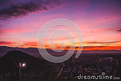 Sunset over the hills of Plovdiv Stock Photo