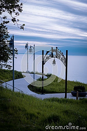 Sunset over Lake Erie at Euclid Beach Park Stock Photo