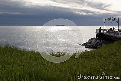 Sunset over Lake Erie at Euclid Beach Park Stock Photo