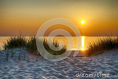 Sunset Over Lake Michigan Stock Photo