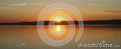 Sunset over the lake in Russia Stock Photo