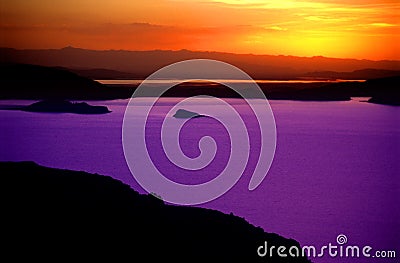 Sunset over Lake Titicaca Peru - 3 Stock Photo