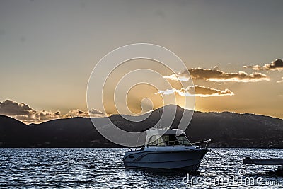 Sunset over Lefkada Island Stock Photo