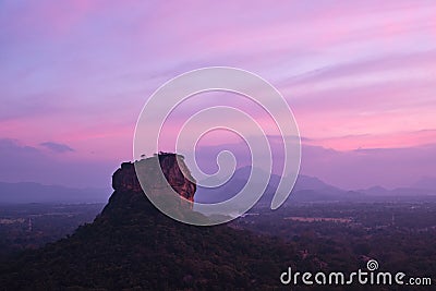 Sunset Over Lion Rock with Nice View on Sigiriya Stock Photo