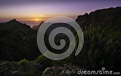 Sunset over Masca, Tenerife Stock Photo