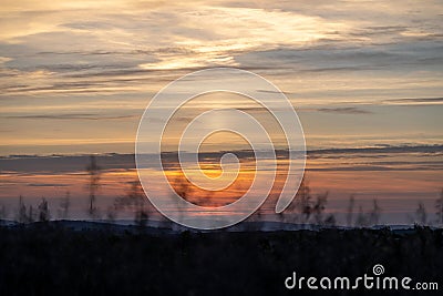 Sunset Over Moravian Fields Stock Photo