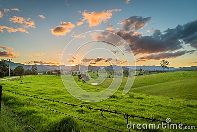 Sunset over the mountains in New South Wales, Cobargo Stock Photo