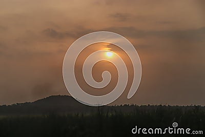 Sunset over the mountan Stock Photo