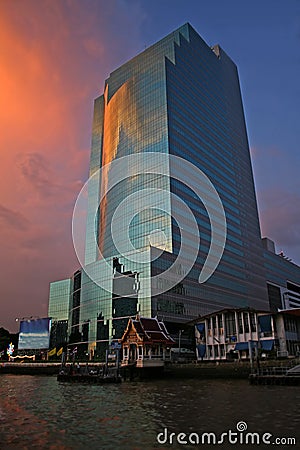 Sunset over Offices Stock Photo