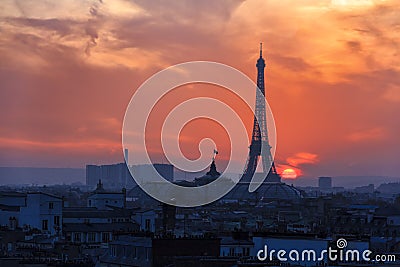 Sunset over Paris Stock Photo