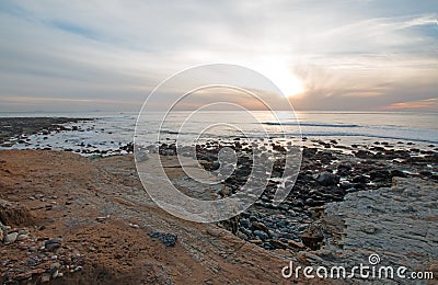 SUNSET OVER POINT LOMA TIDEPOOLS AT CABRILLO NATIONAL MONUMENT IN SAN DIEGO IN SOUTHERN CALIFORNIA USA Stock Photo