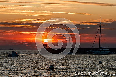 Sunset over the port of Fouras, near La Rochelle in France Stock Photo