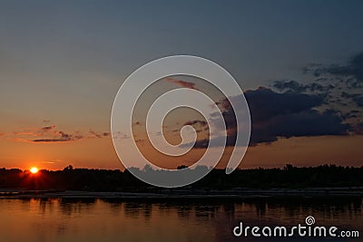 Sunset over River Vistula Stock Photo