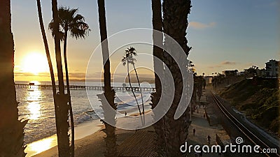 Sunset over San Clemente Pier Stock Photo