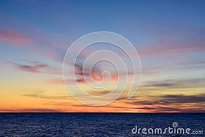 Beautiful sunset over the sea. Evening twilight. Seascape. Stock Photo