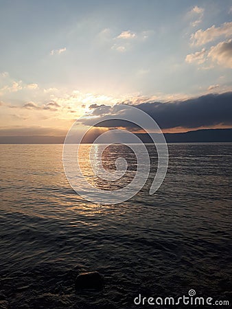 Sunset over the sea with the highest quality at the most perfect timing Stock Photo