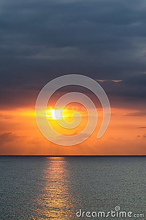 Sunset over sea at Montego Bay, Jamaica. Stock Photo