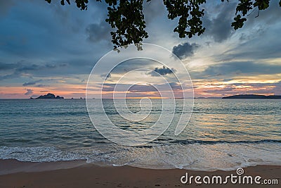 sunset over the sea in pink shades beautiful Stock Photo