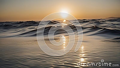 sunset over the sea A water waves border, illustrating the calmness and the purity of water. sunrise Stock Photo