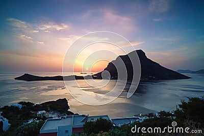 Sunset over Telendos island Stock Photo