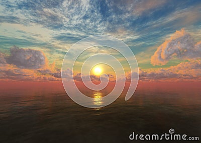 Sunset over a tropical island Stock Photo