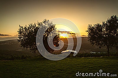 Sunset over the Upper Galilee, Israel Stock Photo