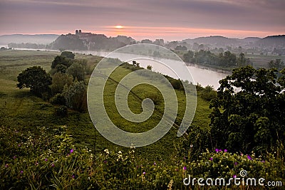 Sunset over Vistula River Stock Photo