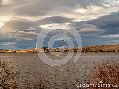 Sunset over Washoe Lake in Northern Nevada near Reno. Stock Photo