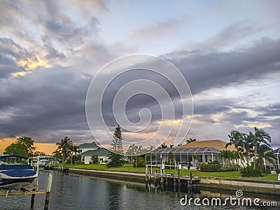 Sunset over the water chanel Editorial Stock Photo