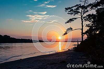 Sunset Over the Water at First Landing State Park Stock Photo