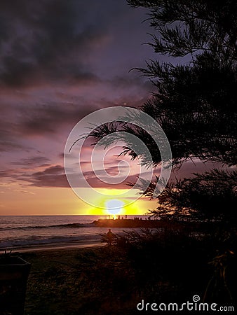 Sunset at padang beach Indonesia Editorial Stock Photo