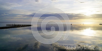 Sunset panorama on lake sanguinet in landes france Stock Photo