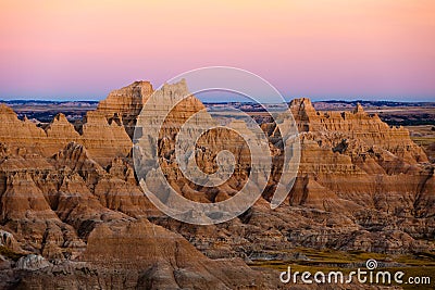 Sunset at panorama point at badlands Stock Photo