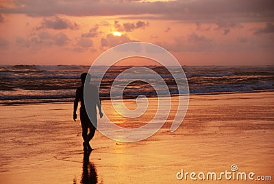 Sunset in Parangtritis, Yogyakarta Stock Photo