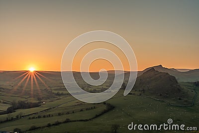 Sunset on Parkhouse Hill and Chrome Hill Stock Photo