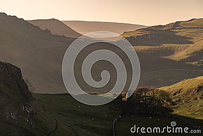 Sunset on Parkhouse Hill and Chrome Hill Stock Photo