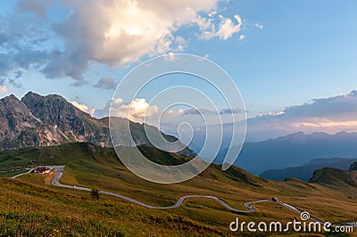 Sunset at the Passo di Giau, in the Italian Dolomites Stock Photo