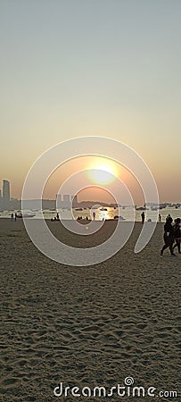 Sunset Pattaya beach Editorial Stock Photo