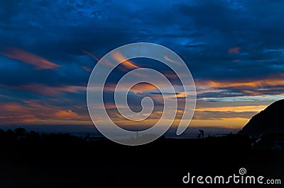 Sunset at Peketa Beach, Kaikoura, South Island of New Zealand Stock Photo