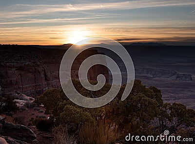 Sunset on Orange Cliffs at Canyonlands National Park Stock Photo