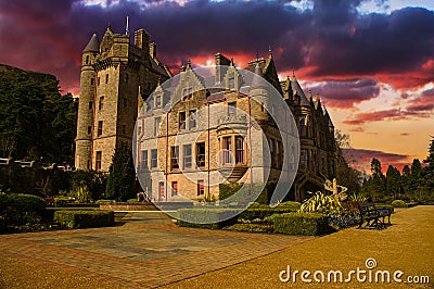 Sunset Picture of Belfast Castle in Northern Ireland. Stock Photo